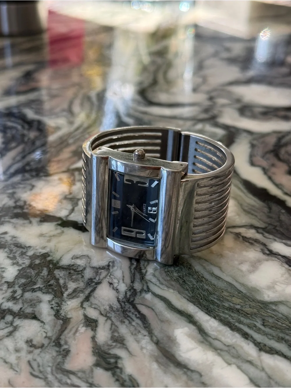Vintage Woman’s Stainless Steel Quartz Watch - Black Dial